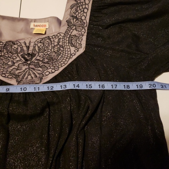 Lucca Black Women's Top Gothcore  Glittery Short Sleeve Blouse Tunic - Picture 5 of 6